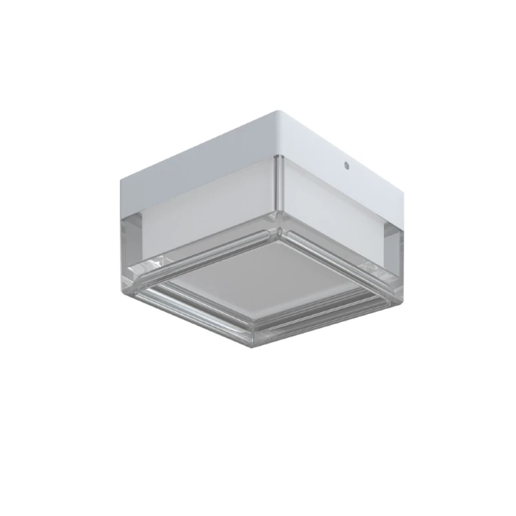 Biały plafon LED NEFIS Italux ma moc 9W, funkcję zmiany barwy światła CCT i szczelność IP65. Kompaktowa, kwadratowa lampa sufitowa 14 cm pasuje do jasnej łazienki, toalety, pralni, garderoby oraz nowoczesnego korytarza.