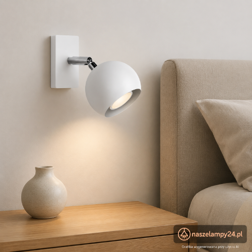 Kinkiet OCULARE 1xGU10 biały Sollux SL.0437 to metalowa lampa ścienna z ruchomym reflektorem. Minimalistyczna forma pasuje do nowoczesnych wnętrz, a regulacja pozwala skierować światło na blat, półkę lub miejsce do czytania.