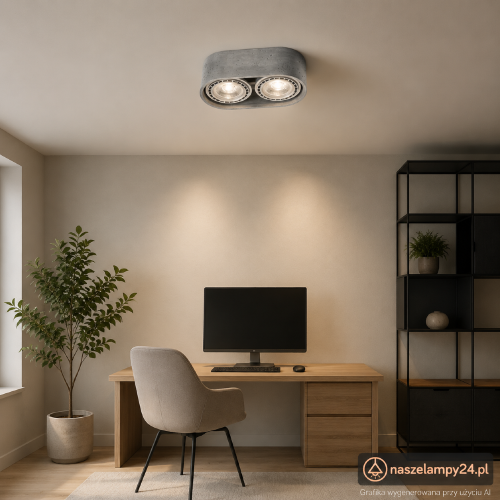 Plafon BASIC 2xGU10/ES111 Sollux SL.0882 wykonano z naturalnego szarego betonu. Podwójna lampa sufitowa sprawdzi się we wnętrzach industrialnych i minimalistycznych. Źródła światła nie znajdują się w zestawie.