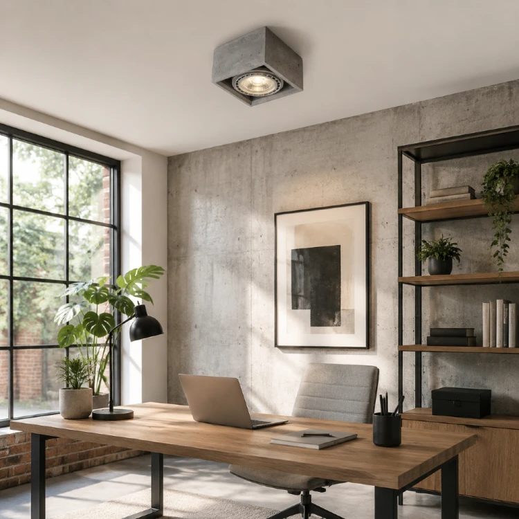 Betonowy plafon QUATRO 1xGU10 Sollux SL.0883 łączy prostą, kwadratową formę z surową strukturą szarego betonu. Oprawa o wymiarach 14 × 14 × 9 cm pasuje do wnętrz loftowych, industrialnych i nowoczesnych. Żarówkę należy dokupić osobno.