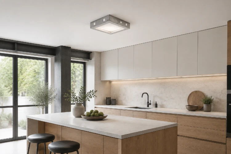 Plafon RIZA Sollux SL.0995 wyróżnia się kwadratową obudową z betonu i mlecznym kloszem. Zintegrowany moduł LED 18 W emituje 1600 lm światła o ciepłej barwie 3000 K. Nowoczesna lampa sufitowa ma wymiary 33 × 33 cm.