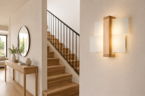 Drewniany kinkiet FENIKS Sollux SL.0077 to nowoczesna lampa ścienna ze szklanymi panelami. Oprawa mieści jedną żarówkę E27 do 60 W lub LED do 15 W. Naturalna kolorystyka pasuje do wnętrz skandynawskich, nowoczesnych i minimalistycznych.