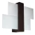 Kinkiet FENIKS 1xE27 wenge Sollux SL.0075 łączy ciemne drewno z geometrycznie ułożonym szkłem. Lampa ścienna o wymiarach 43 × 12 × 30 cm pasuje do salonu, sypialni, korytarza lub holu. Żarówkę należy dokupić osobno.