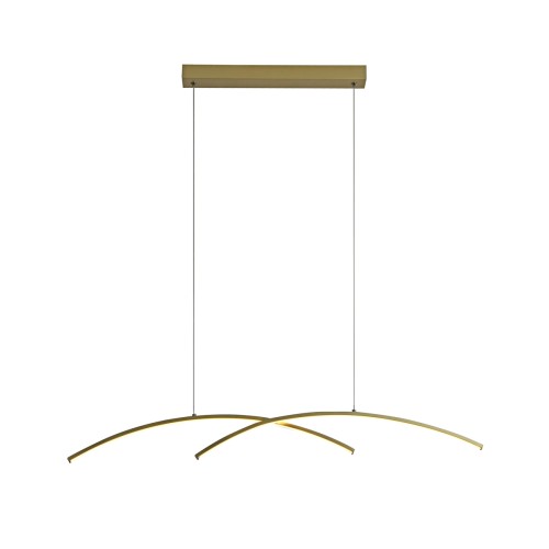 Lampa sufitowa SAMOLA Italux PND-15504-1-GD to złota oprawa LED 24 W nad stół lub wyspę. Zapewnia 1920 lm i wybór barwy CCT: 3000 K, 4000 K albo 6000 K. Nowoczesna konstrukcja ma 95 cm długości i 120 cm wysokości.