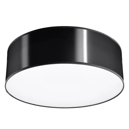 Plafon ARENA 35 cm czarny Sollux to nowoczesna lampa sufitowa 2xE27. Okrągły klosz z PVC ma wysokość 11 cm, dlatego sprawdzi się także w niższych wnętrzach. Idealny do salonu, sypialni, kuchni i biura.