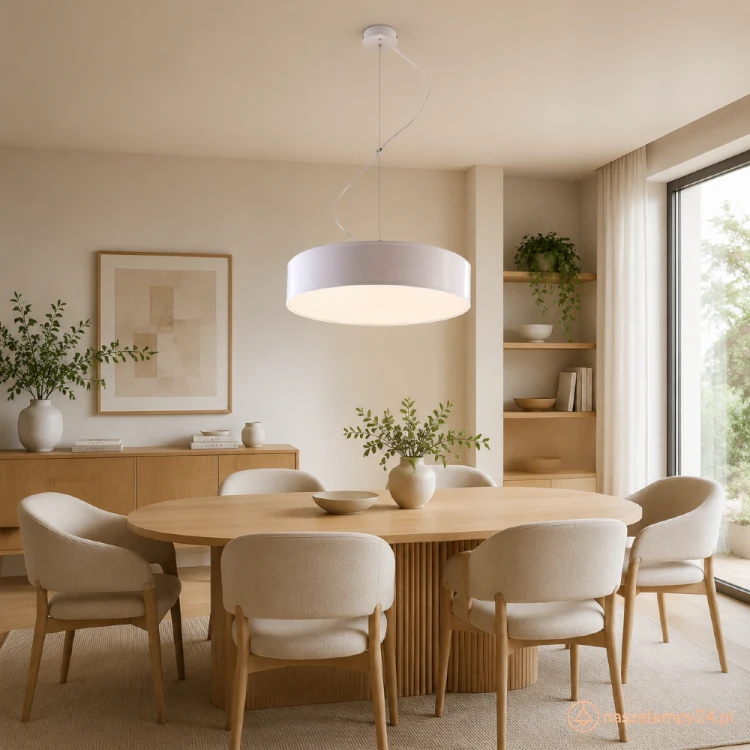Biała lampa wisząca ARENA 45 cm marki Sollux to nowoczesne oświetlenie do salonu, kuchni i jadalni. Trzy źródła światła E27 zapewniają dobre oświetlenie wnętrza. Prosta forma pasuje do aranżacji minimalistycznych i skandynawskich.