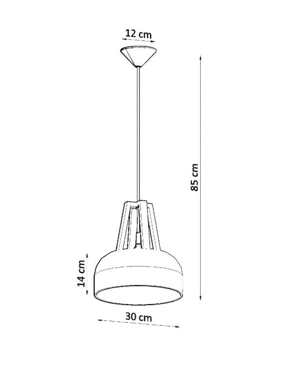 Czarna lampa wisząca CASCO Sollux SL.0390 wyróżnia się prostym kloszem i geometryczną konstrukcją z drewna. Model posiada oprawkę E27 na źródło LED do 15 W. Idealny do kuchni, jadalni, salonu lub niewielkiej kawiarni.