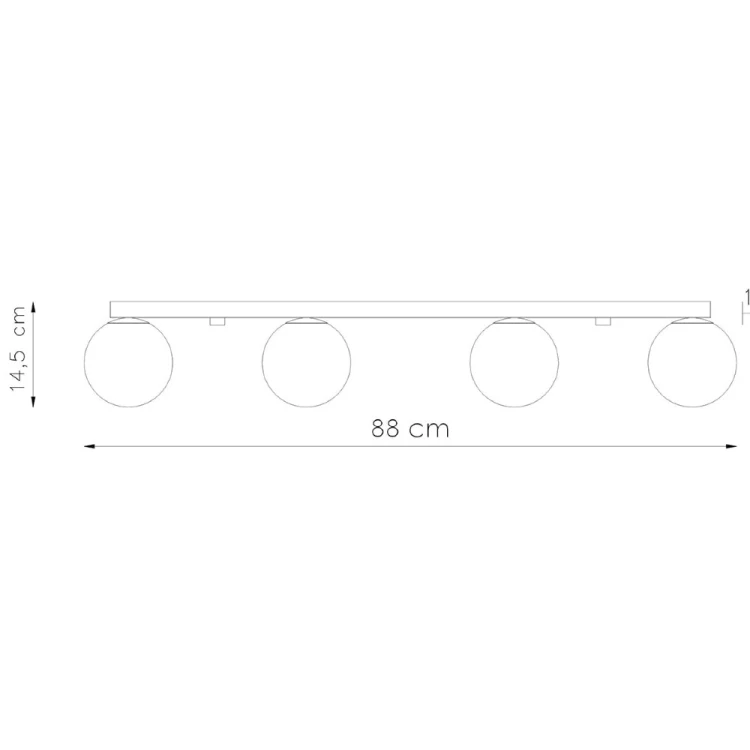 Lampa sufitowa YOLI 4 Sollux z czterema białymi kloszami G9 to eleganckie oświetlenie do nowoczesnych wnętrz. Czarna konstrukcja o długości 88 cm dobrze doświetli stół w jadalni, wyspę kuchenną lub salon.