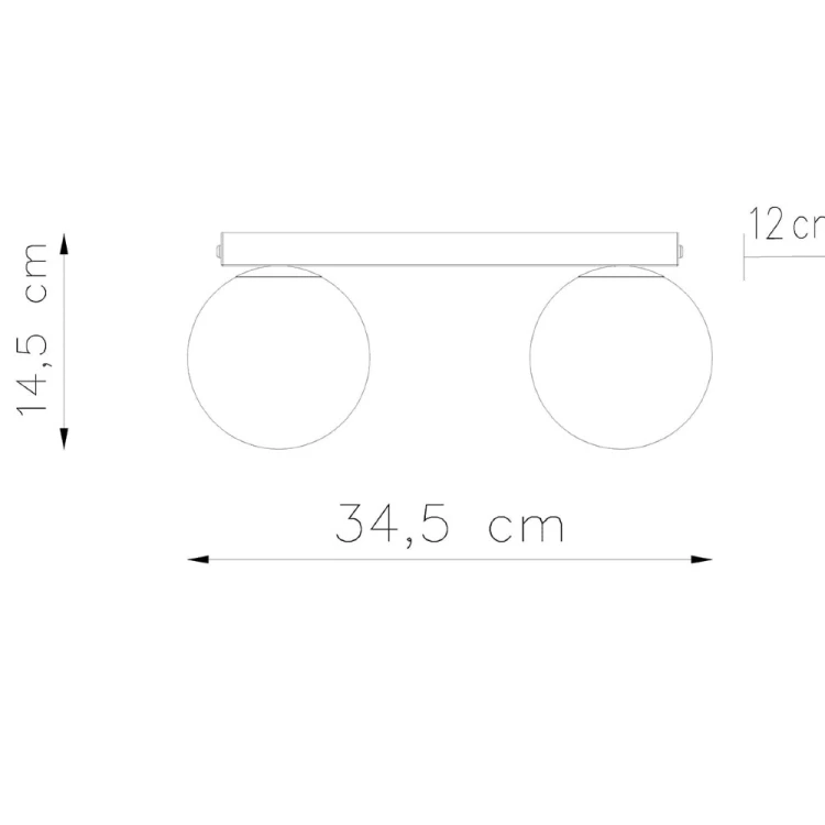 Nowoczesny plafon YOLI 2 czarny 2xG9 z białymi kulami ma wymiary 34,5 × 12 × 14,5 cm. Wykonany ze stali i szkła model sprawdzi się w przedpokoju, korytarzu lub sypialni. Żarówki nie są w komplecie.