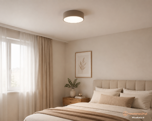 Beżowy plafon CLEO 2xE27 o średnicy 30 cm łączy nowoczesny wygląd z funkcjonalnością. Stalowa obudowa i mleczny szklany klosz tworzą elegancką lampę do sypialni, salonu, kuchni, garderoby lub domowego biura.