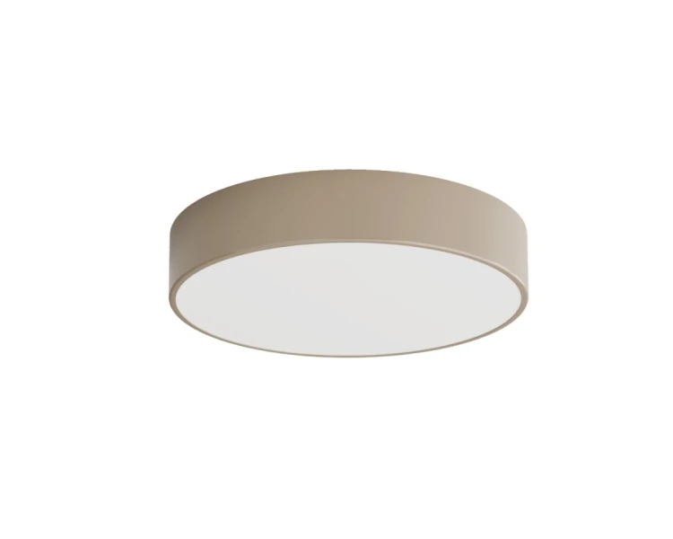 Plafon CLEO 40 cm beżowy marki Temar to nowoczesna lampa sufitowa z trzema gwintami E27. Mleczny szklany klosz równomiernie rozprasza światło, a podział 2+1 pozwala regulować liczbę włączonych żarówek.