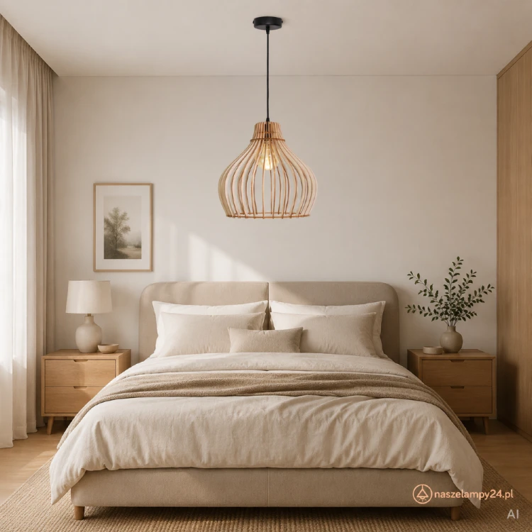 Lampa BARREL z drewnianym kloszem Ø38 cm doskonale prezentuje się nad stołem, barkiem lub wyspą. Klosz wykonano ze sklejki topolowej o grubości 4 mm. Model posiada oprawkę E27, regulowaną wysokość do 125 cm i klasę IP20.