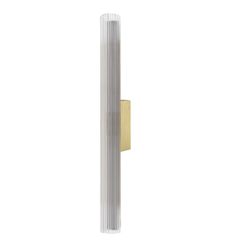 Kinkiet TRIVIA GOLD LED 11W w kolorze szczotkowanego złota. Ryflowany klosz i długość 60 cm tworzą elegancką oprawę przy lustrze. Strumień 930 lm, trzy barwy światła 2700K, 3000K i 4000K oraz ochrona IP44.
