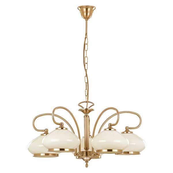 Lampa sufitowa ASTORIA 5321 Alfa – klasyczne oświetlenie retro w kolorze patyny z beżowymi kloszami. 5x E27 60W, wymiary 62×60 cm. Polska produkcja, elegancja i solidne wykonanie do salonu i jadalni