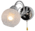 Kinkiet WENUS 1xE27 Elem w kolorze chromu ma dekoracyjny szklany klosz i praktyczny włącznik sznureczkowy. Lampa o wymiarach 20 × 12 cm sprawdzi się w salonie, sypialni, garderobie, przedpokoju lub przy lustrze.