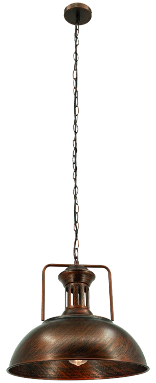 Lampa wisząca LOFT Elem 1xE27 w kolorze czarnym z miedzianymi przetarciami. Metalowy klosz 41 cm i regulowana wysokość 34–130 cm. Idealna nad stół, wyspę kuchenną lub barek do wnętrz industrialnych i vintage.