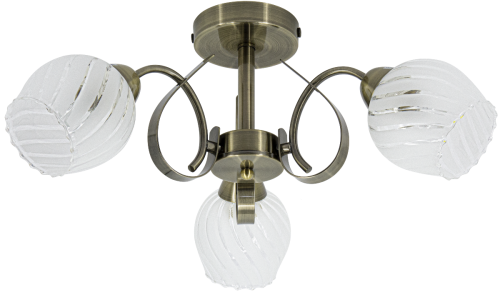 Lampa sufitowa DAKOTA 3xE27 marki Elem łączy konstrukcję w kolorze patyny z trzema białymi, szklanymi kloszami w paski. Plafon o szerokości 46 cm i wysokości 24 cm pasuje do salonu, sypialni, jadalni lub przedpokoju. Żarówki niedołączone.