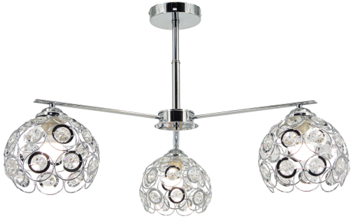 Lampa sufitowa NEAPOL 3xE27 Elem zachwyca chromowanym wykończeniem i trzema kulistymi kloszami ozdobionymi szklanymi elementami. Eleganckie oświetlenie do salonu, jadalni lub sypialni. Wymiary: 78 × 45 cm, IP20