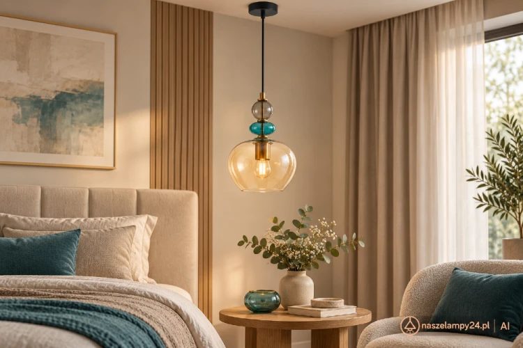 Nowoczesna lampa BUSCO 1xE27 z bursztynowym szkłem i eleganckimi detalami to idealny wybór nad stół lub wyspę kuchenną. Zapewnia nastrojowe światło i wyjątkowy wygląd wnętrza.