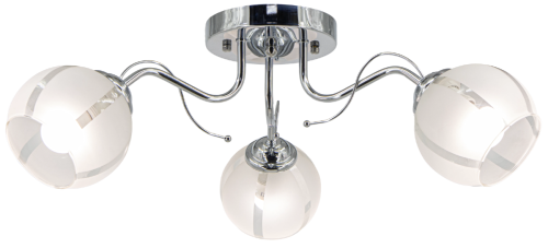 Lampa sufitowa FRIDA 3xE27 chrom Elem 8961/3 8C ma trzy biało-przezroczyste klosze ze szkła i dekoracyjnie wygięte ramiona. Eleganckie oświetlenie do salonu, sypialni, jadalni, gabinetu lub przedpokoju.