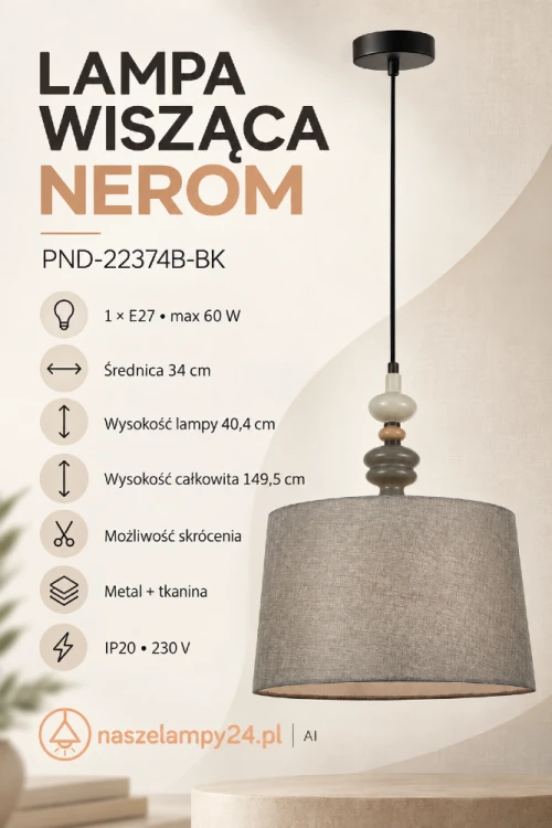 Lampy z serii NEROM łączą funkcjonalne oświetlenie z dekoracyjnym wzornictwem. Pasują do salonu, jadalni, kuchni oraz wnętrz użytkowych. Zamontowane nad stołem lub wyspą stworzą wyrazisty element całej aranżacji.