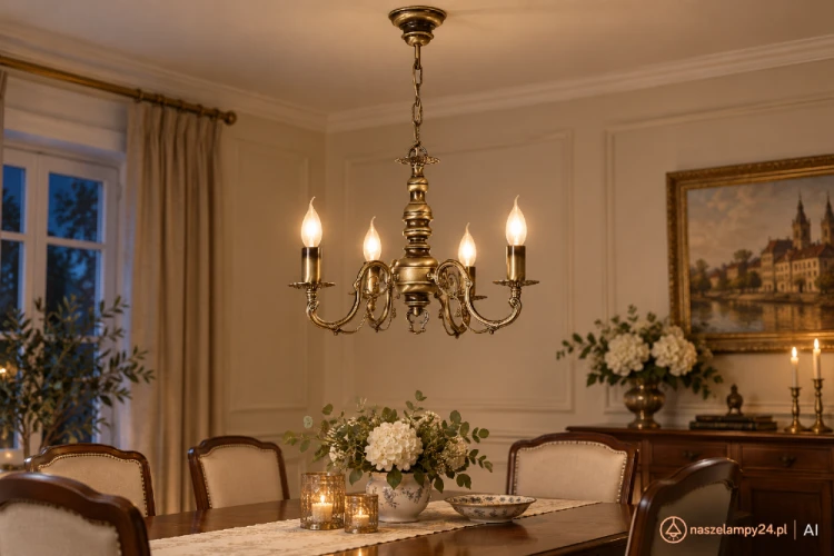 Klasyczny żyrandol ANTARES Lemir O1314/W4 to elegancka lampa 4xE14 w kolorze patyny. Ozdobne ramiona i forma świecznika podkreślą wystrój salonu, jadalni, gabinetu lub holu. Trwałe wykonanie ze stali i odlewu ZNAL.