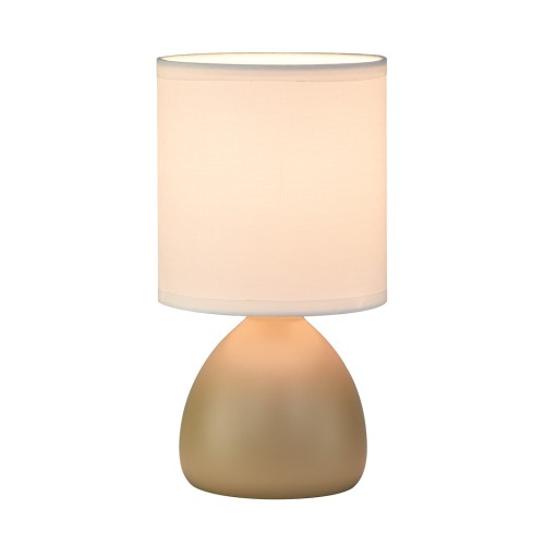 Lampka nocna SABRINA ML2771 Milagro ma ceramiczną podstawę w kolorze taupe i materiałowy abażur, który delikatnie rozprasza światło. Kompaktowy model na żarówkę E14 LED do 10W. Wymiary: 12 × 12 × 23,5 cm, IP20.