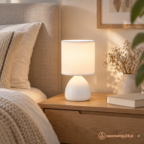 Biała lampka stołowa SABRINA Milagro ML2769 to kompaktowe oświetlenie do sypialni, salonu i pokoju dziecka. Ceramiczna podstawa oraz materiałowy abażur tworzą elegancką całość. Wysokość 23,5 cm, gwint E14, maks. 10W LED, IP20.