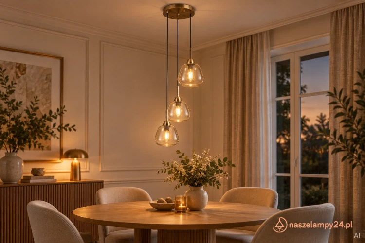 Lampa wisząca FELIS 3xE27 Italux w cenie wyprzedażowej 256 zł zamiast 583 zł. Złota oprawa i trzy bursztynowe klosze tworzą elegancką kompozycję do salonu, jadalni lub kuchni. Liczba dostępnych sztuk ograniczona.