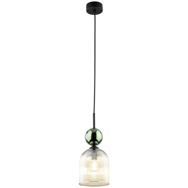 Lampa SOPHIA 11146 z ryflowanym kloszem Cognac efektownie rozprasza światło. Zamontuj ją pojedynczo albo połącz kilka opraw w rzędzie lub kaskadzie. Zielono-czarna konstrukcja, 1xE14 LED do 10 W.