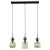Lampa wisząca SOPHIA 11147 z trzema kloszami z koniakowego szkła i zielonymi kulami. Podłużna czarna podsufitka sprawdzi się nad stołem, wyspą kuchenną lub barkiem. 3xE14 LED, IP20.
