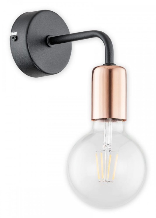 Kinkiet PIXI Lemir O2740 K1 CZA – klasyczna lampa ścienna w kolorze czarnym z miedzianymi detalami. 1xE27 max 60W, IP20. Eleganckie i funkcjonalne oświetlenie do salonu, sypialni lub korytarza.
