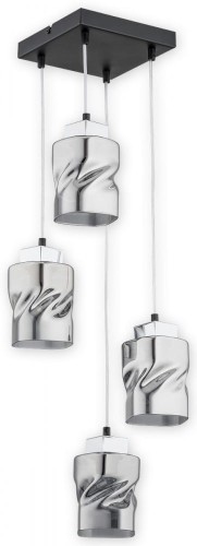 Lampa sufitowa MERU O2965 W4 CZA + CH marki Lemir zachwyca nowoczesnym designem i grafitowymi kloszami. Połączenie czarnego matu oraz chromowanych dodatków sprawia, że idealnie pasuje do salonu, jadalni, kuchni i wnętrz loftowych