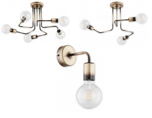 Stylowy żyrandol PIXI Lemir w patynie – pięć ramion, stalowa konstrukcja, 5xE27 max 60W. Solidne wykonanie i ponadczasowy design, idealny do klasycznych wnętrz.