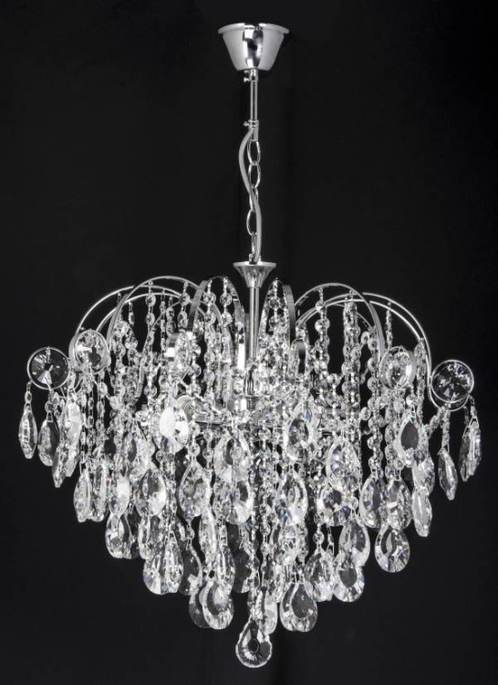 Żyrandol kryształowy GULIA chrom 6x60W marki Venti to elegancka lampa wisząca z przezroczystymi kryształami. Idealna do salonu, jadalni, sypialni czy restauracji. Wykonanie: metal i kryształ, regulowana wysokość 57–72 cm, średnica 54 cm