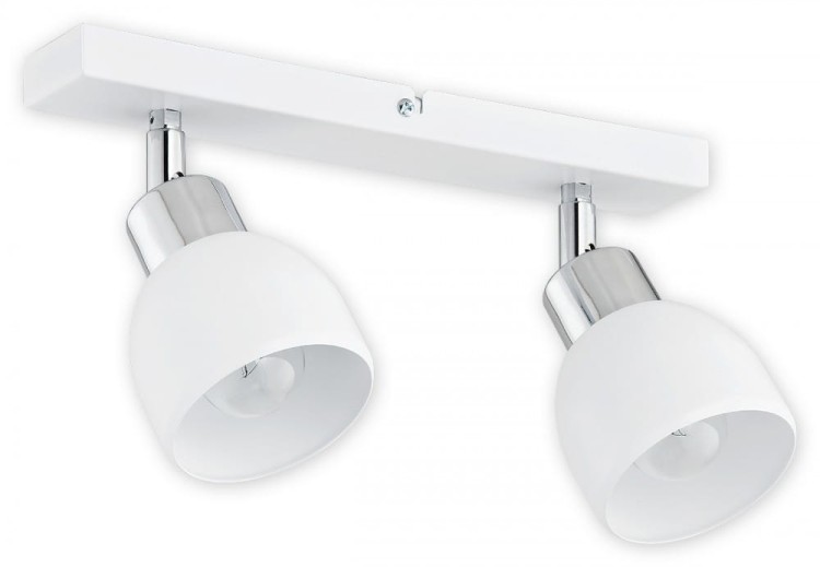 Spot FENIKS Lemir O2592 P2 BIA – nowoczesna lampa sufitowa 2-punktowa w kolorze biały mat z chromem. Wykonana ze stali, z regulowaną wysokością 10–18 cm. Idealna do salonu, sypialni i kuchni.