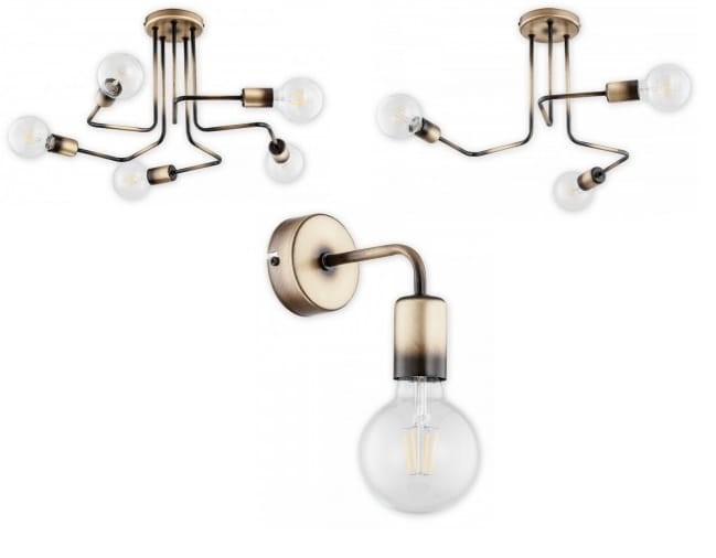 Stylowy kinkiet PIXI Lemir w kolorze patyny. Prosta forma, stalowa konstrukcja i jedno źródło światła E27 max 60W. Idealny do klasycznych i eleganckich aranżacji.