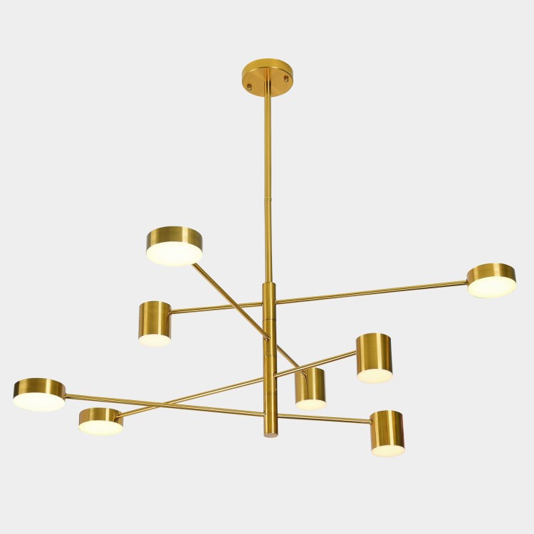 Lampa sufitowa REMDAL LED Italux w kolorze złotym to nowoczesne oświetlenie z 8 ramionami. Zapewnia równomierne światło 3000K, idealne do jadalni i salonu. Designerska forma i wysoka jakość wykonania podkreślają elegancję wnętrza.