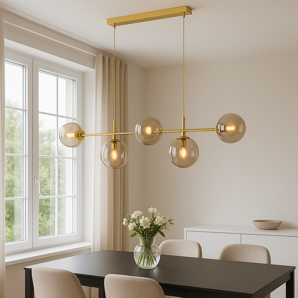 Lampa sufitowa DANSA 5xE14 złota Alfa 63019 kule złote nad stół